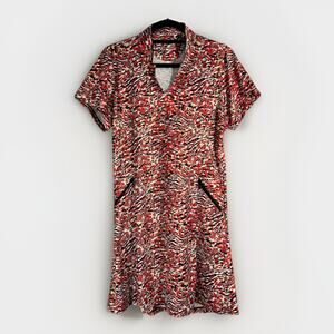 Bermuda Sands SS Dress Jadeite Resort Golf UPF 50+ Tropical V Neck Orange Zebra